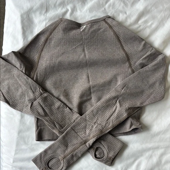 Gymshark Brown Ribbed Crop Tee - Picture 3 of 3